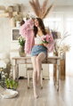 Strumpfhose mit Spitzenmuster aus Schmetterlingen und Blumen PAPILLON 20 DEN Knittex