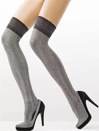 Damen-Overknee-Socken aus Baumwolle mit Rippmuster ZAZU C99 80 DEN Marilyn